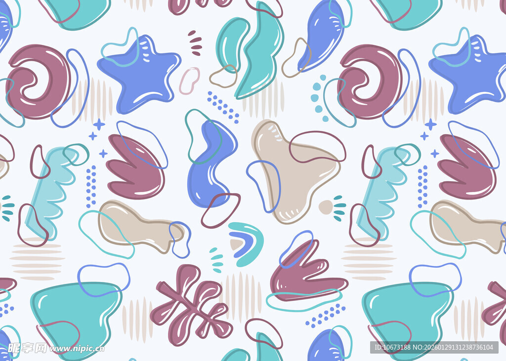 海洋元素卡通图案背景