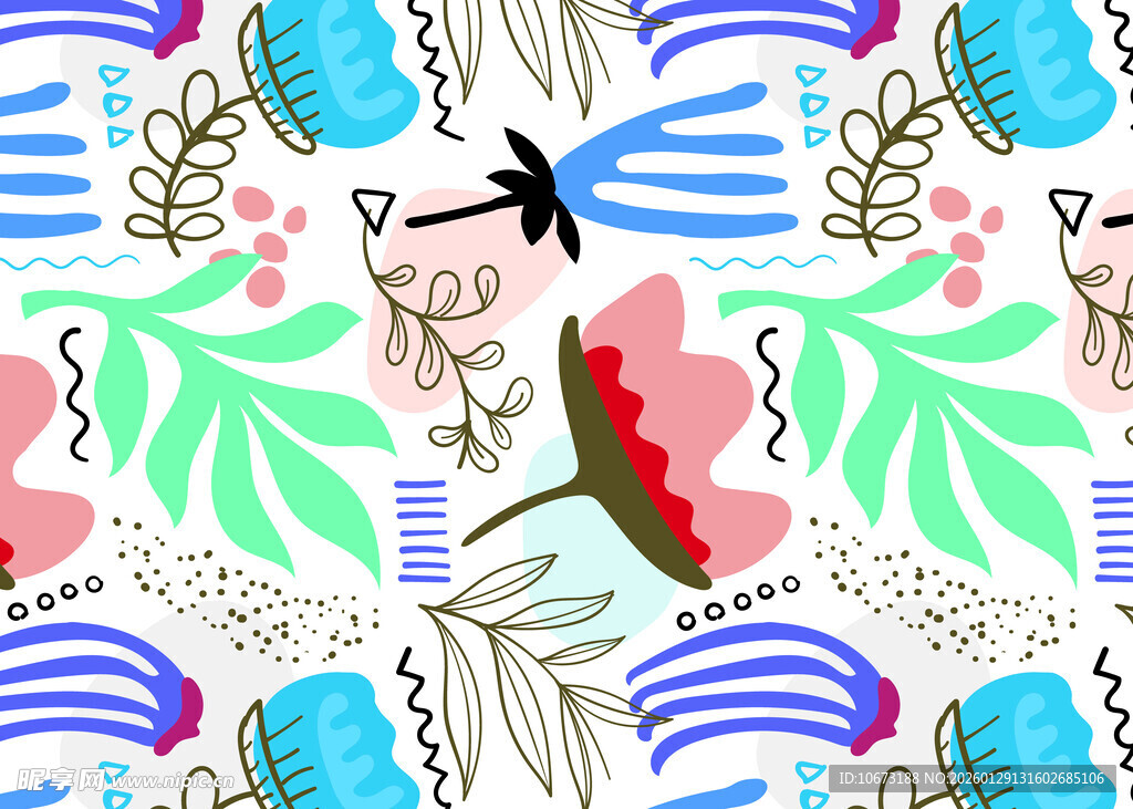 多彩植物动物图案纹理