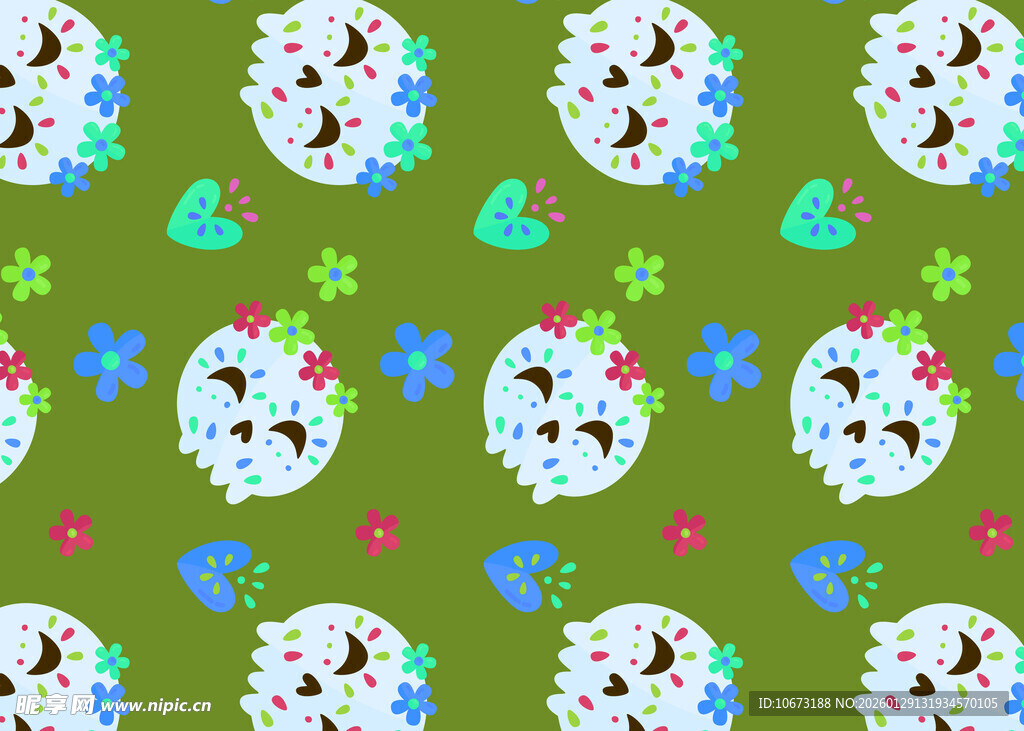 可爱卡通兔子与彩蛋图案