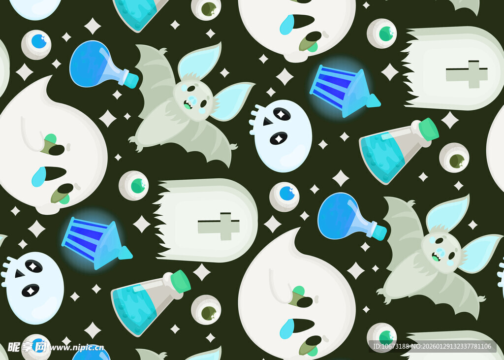 万圣节幽灵糖果图案背景