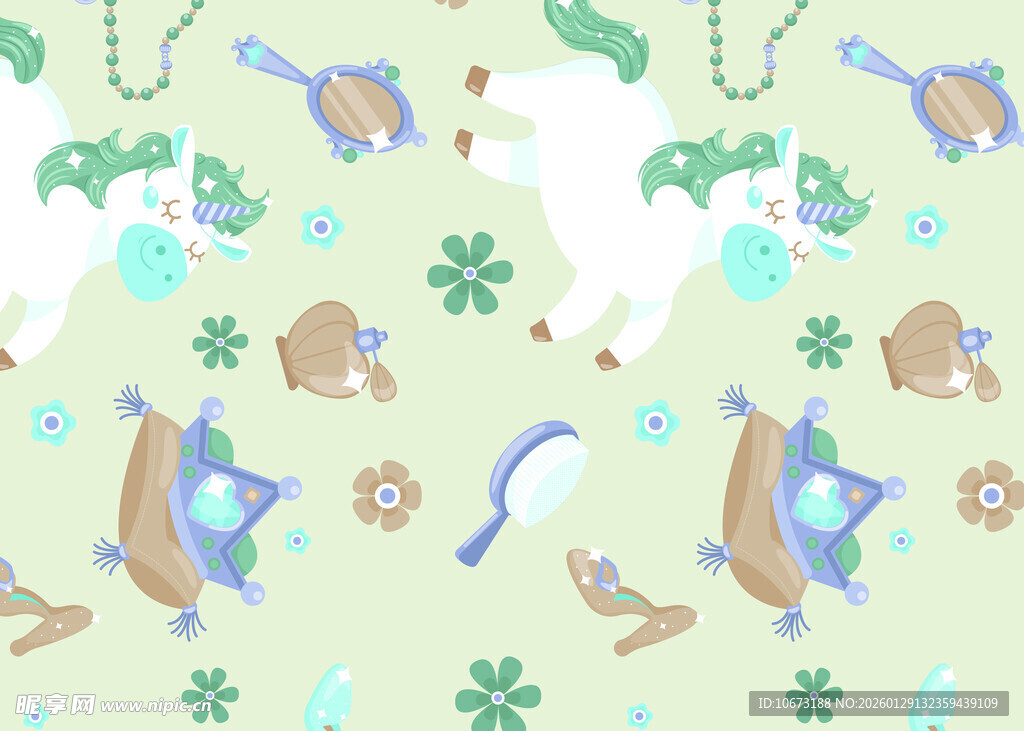 清新动物植物图案背景