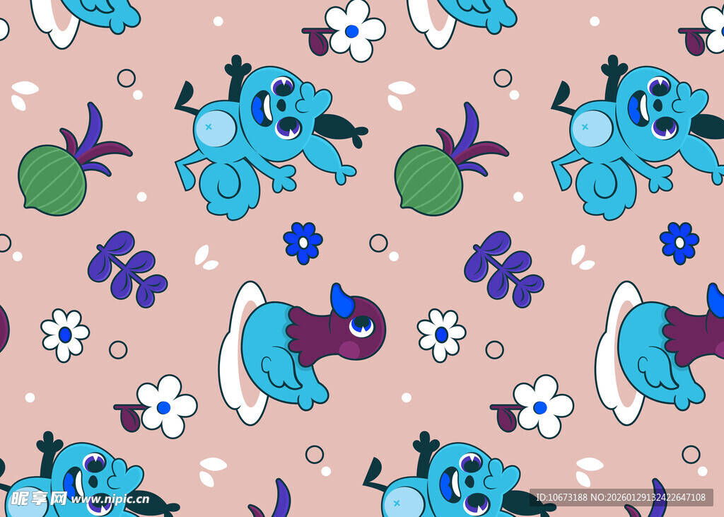 史迪奇卡通图案背景图