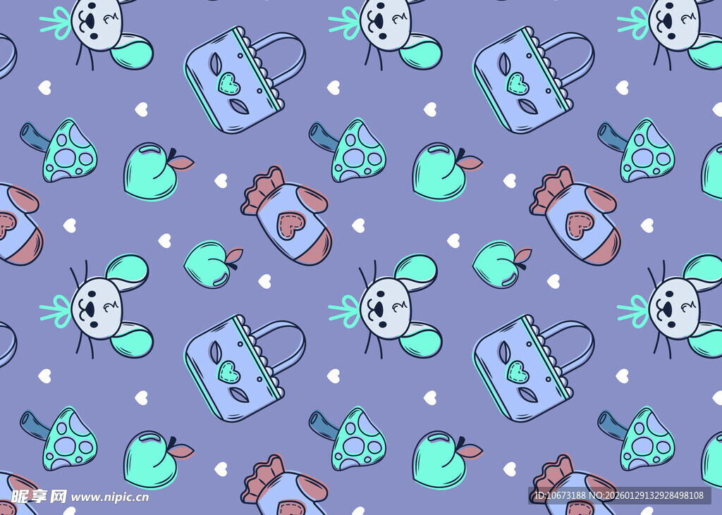 可爱卡通餐具图案背景