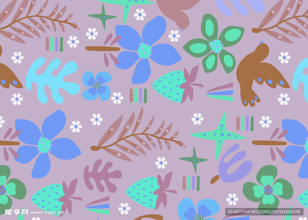 梦幻花卉植物图案背景