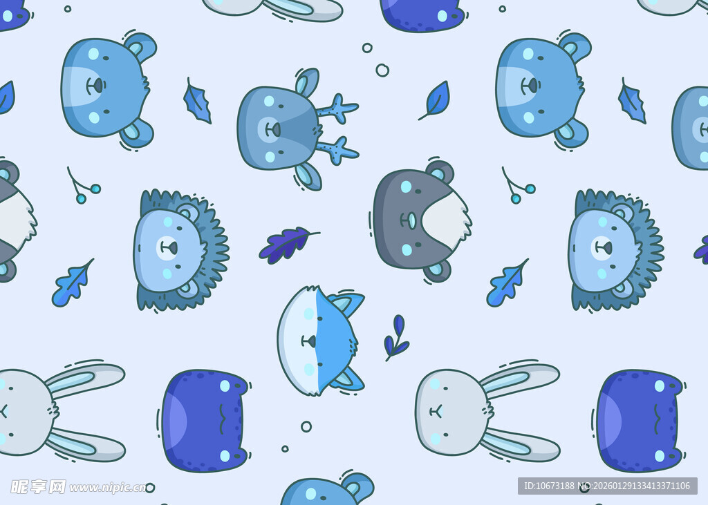 可爱卡通动物图案背景