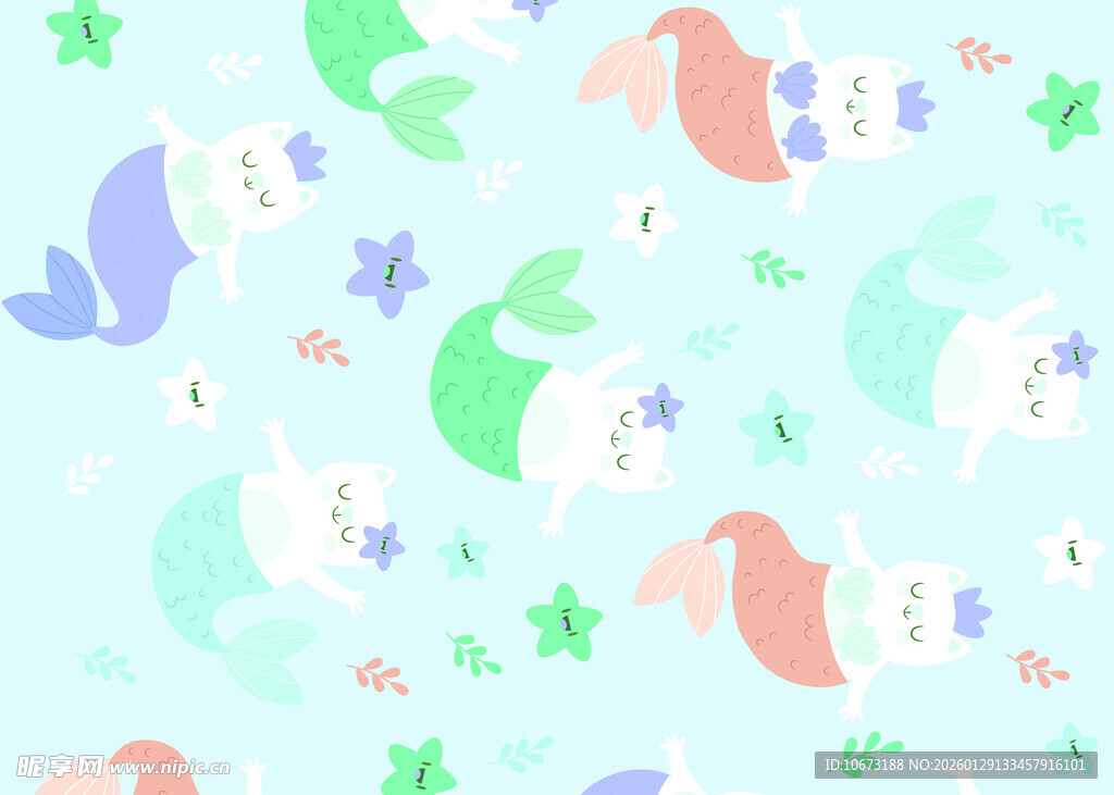 可爱卡通海洋生物图案背景