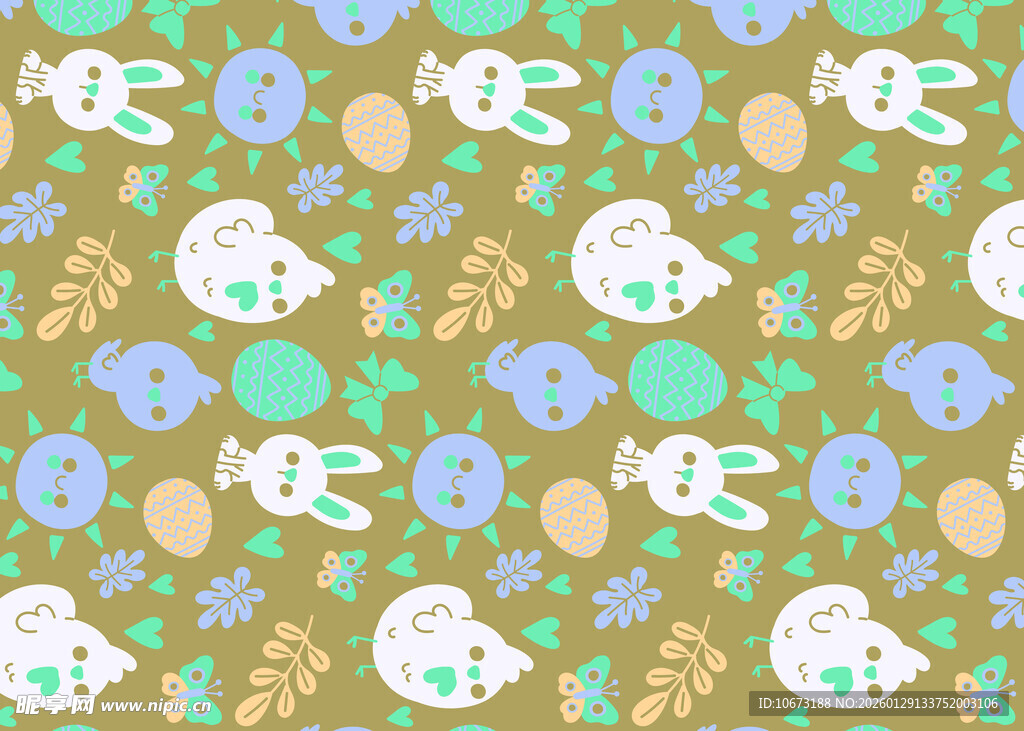 可爱动物花卉图案背景