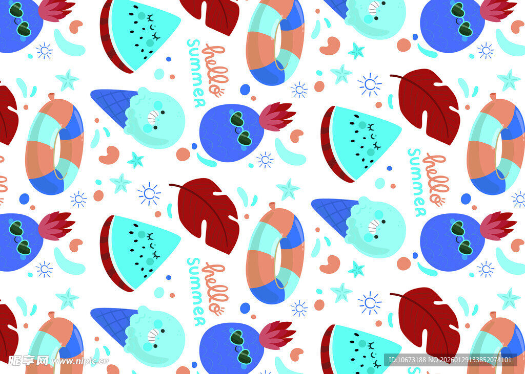 多彩水果图案无缝背景