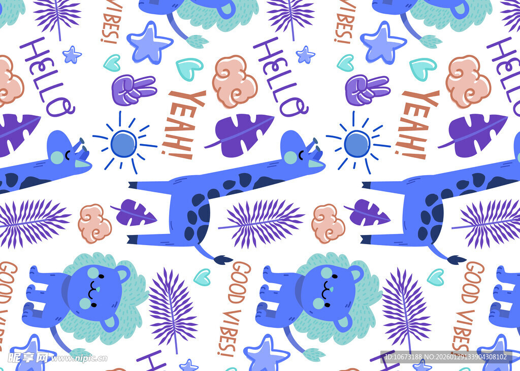 多彩手绘风图案设计素材