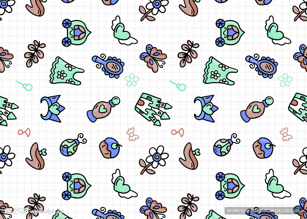 卡通动物图案无缝背景