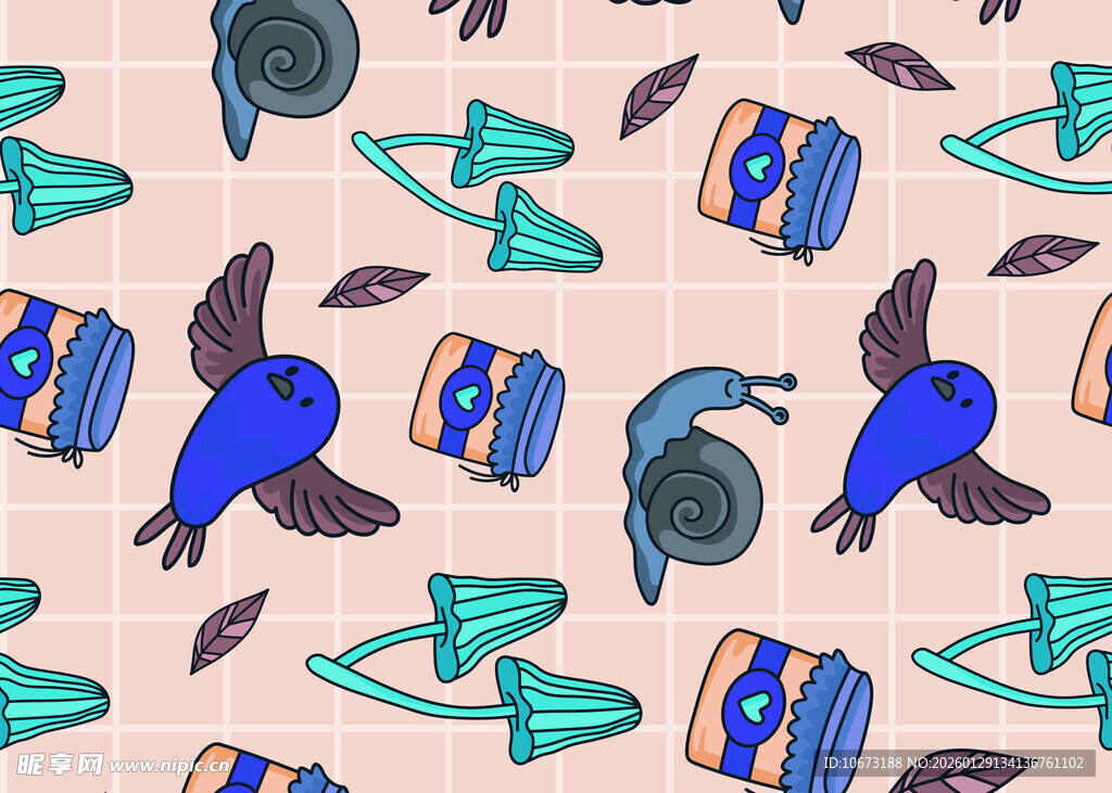 手绘相机飞鸟图案背景