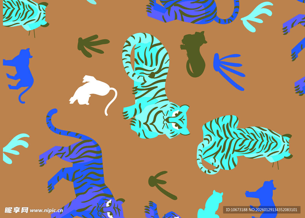 动物元素几何图案背景图