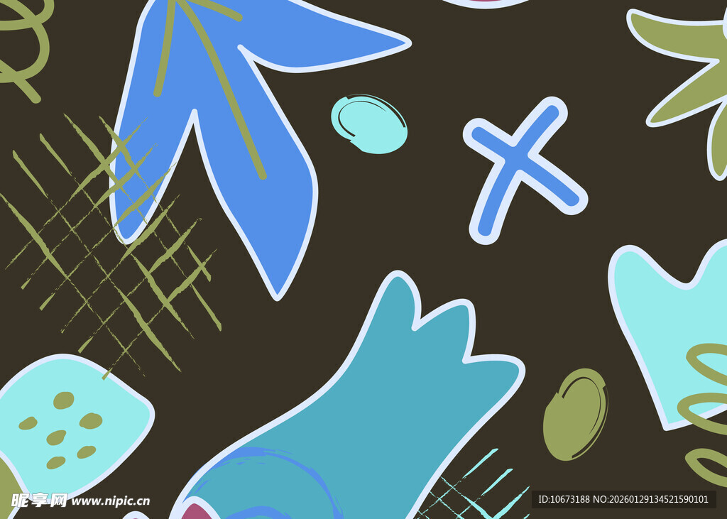 抽象几何动植物图案元素