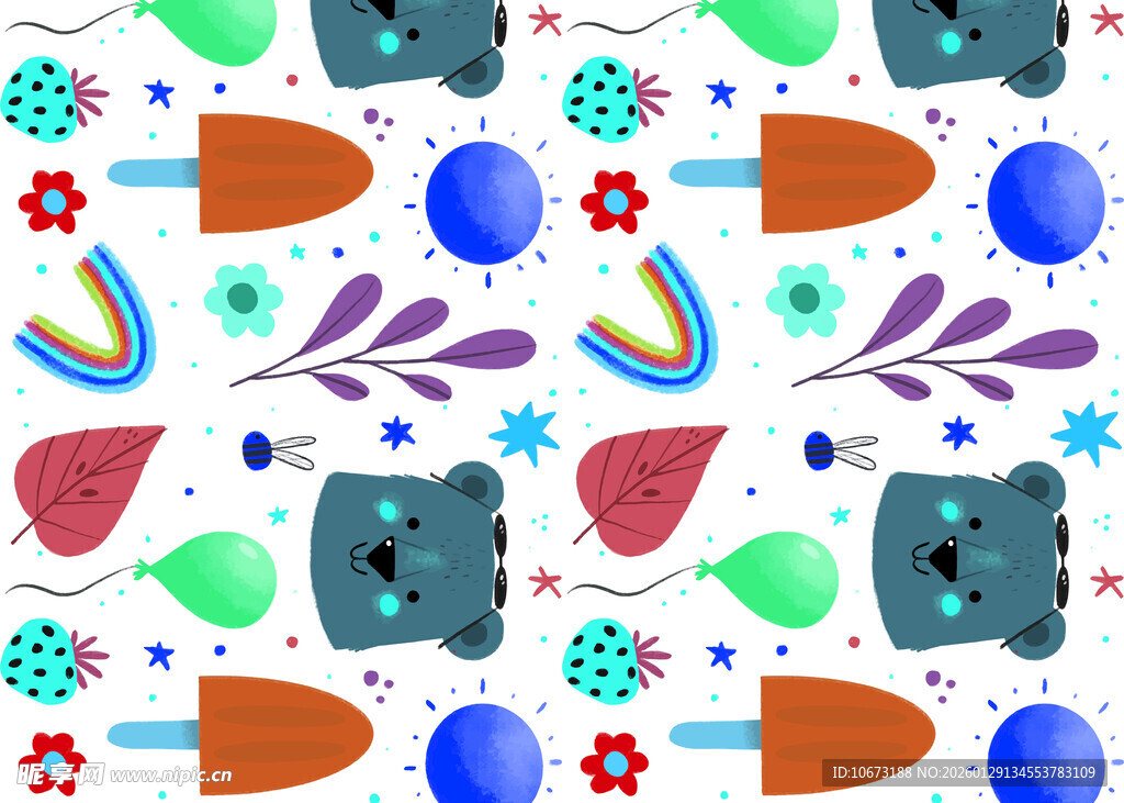 多彩手绘风图案背景