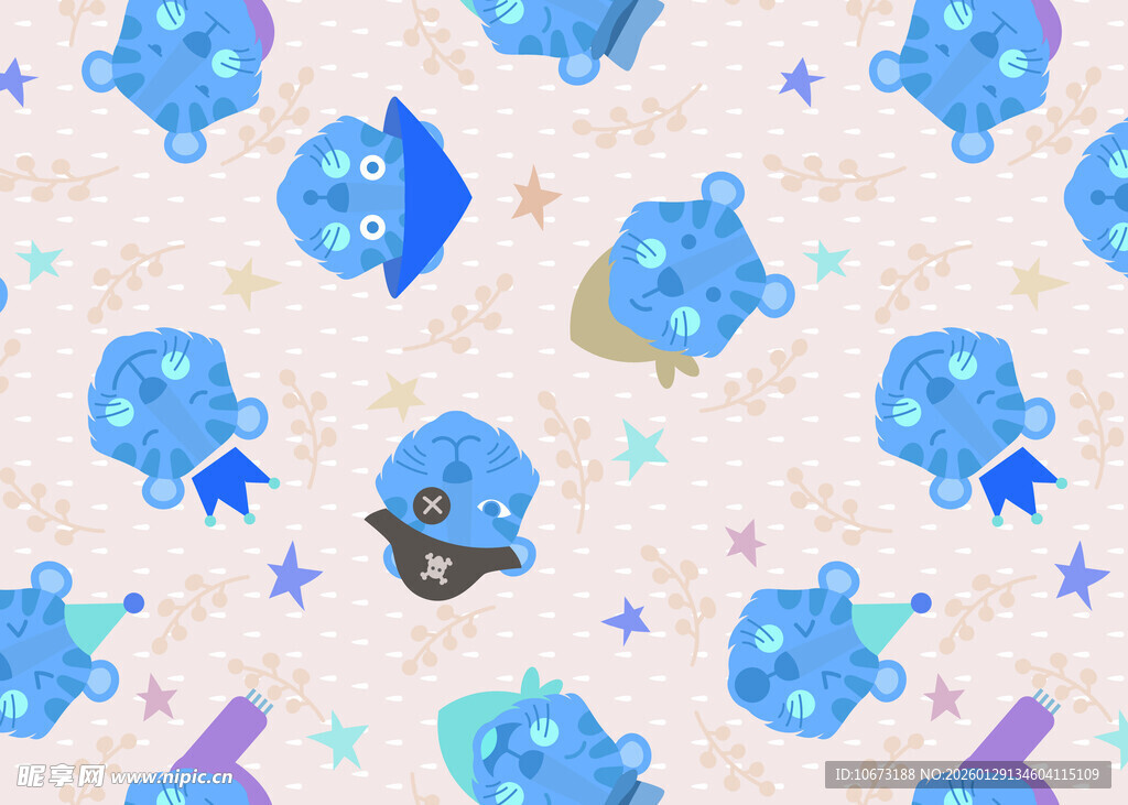 梦幻蓝色卡通图案背景