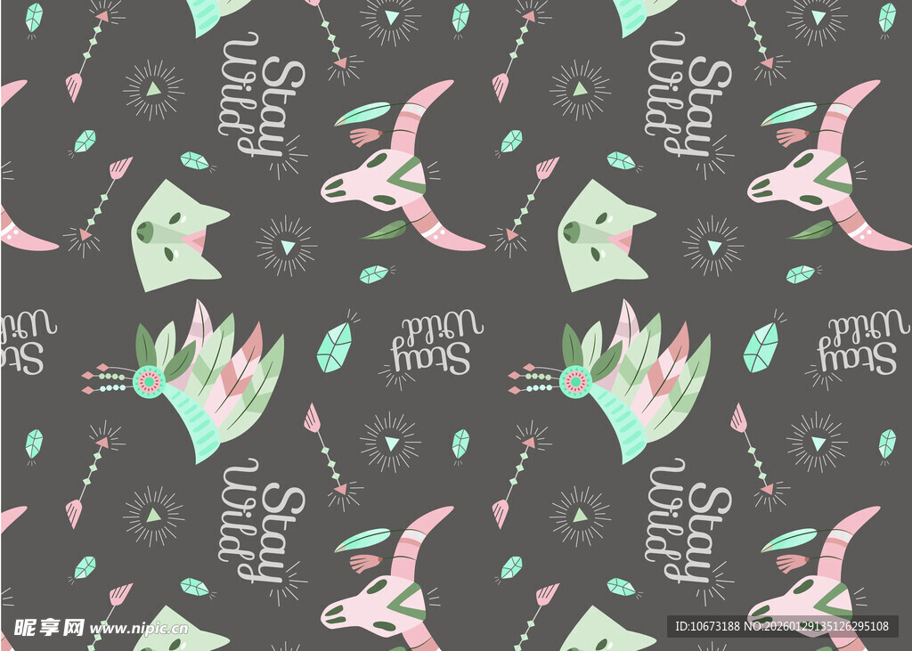 可爱恐龙图案无缝背景图