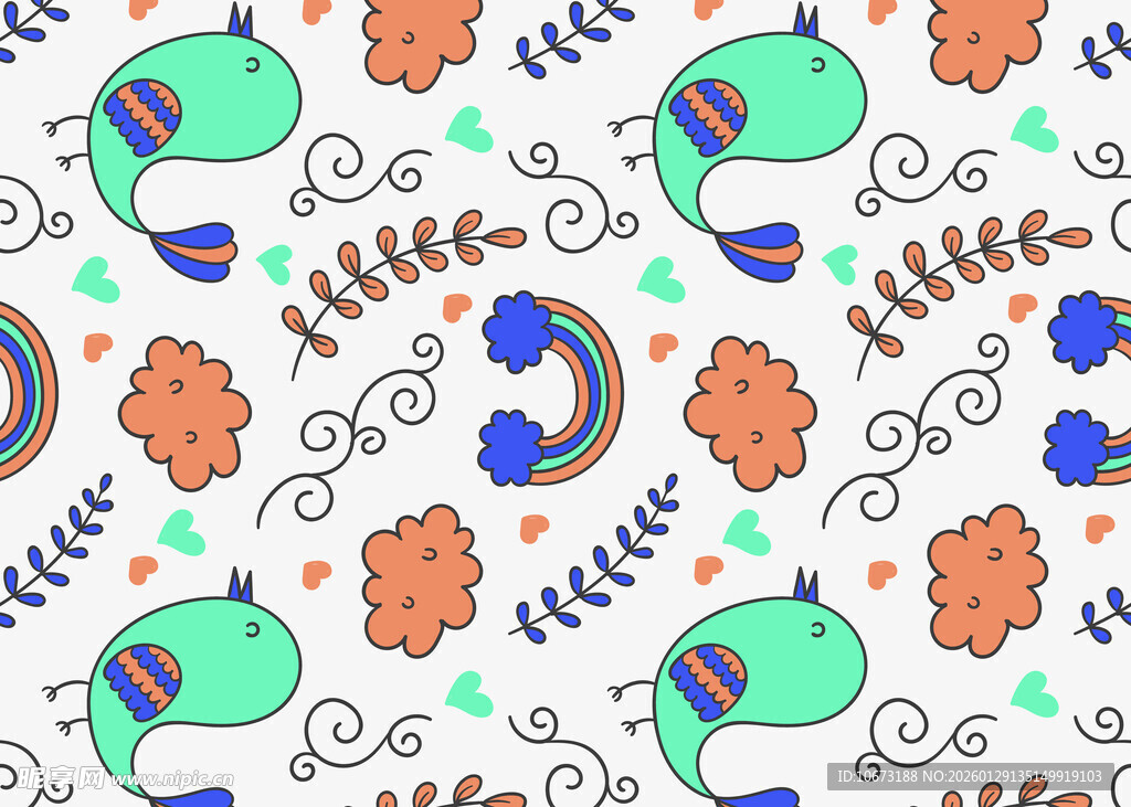 多彩手绘风抽象图案元素