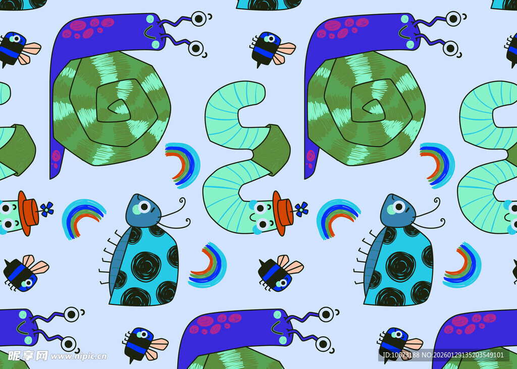 卡通动物图案无缝背景