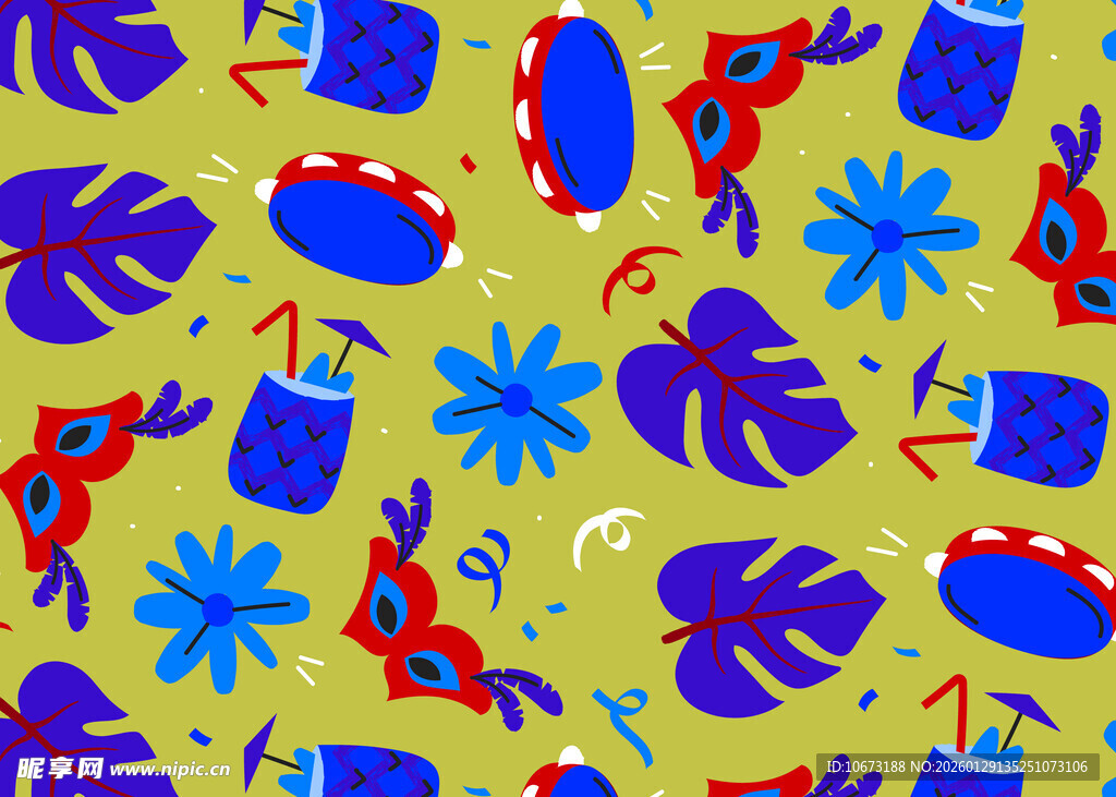 夏日海滩元素图案设计