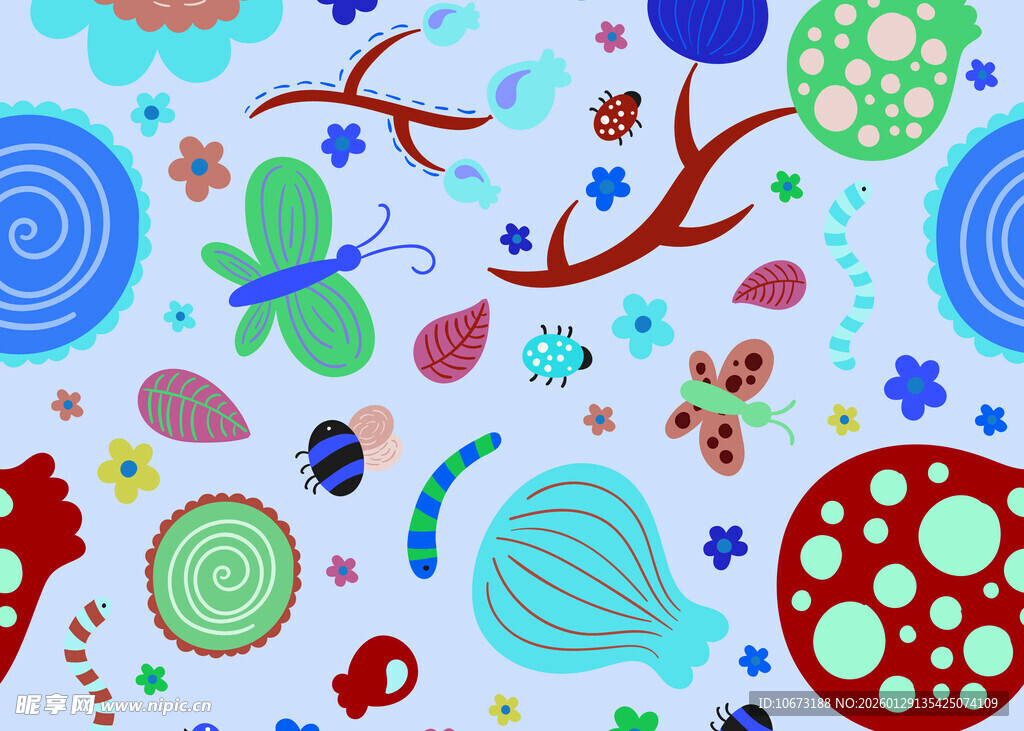 多彩卡通风格装饰图案元素