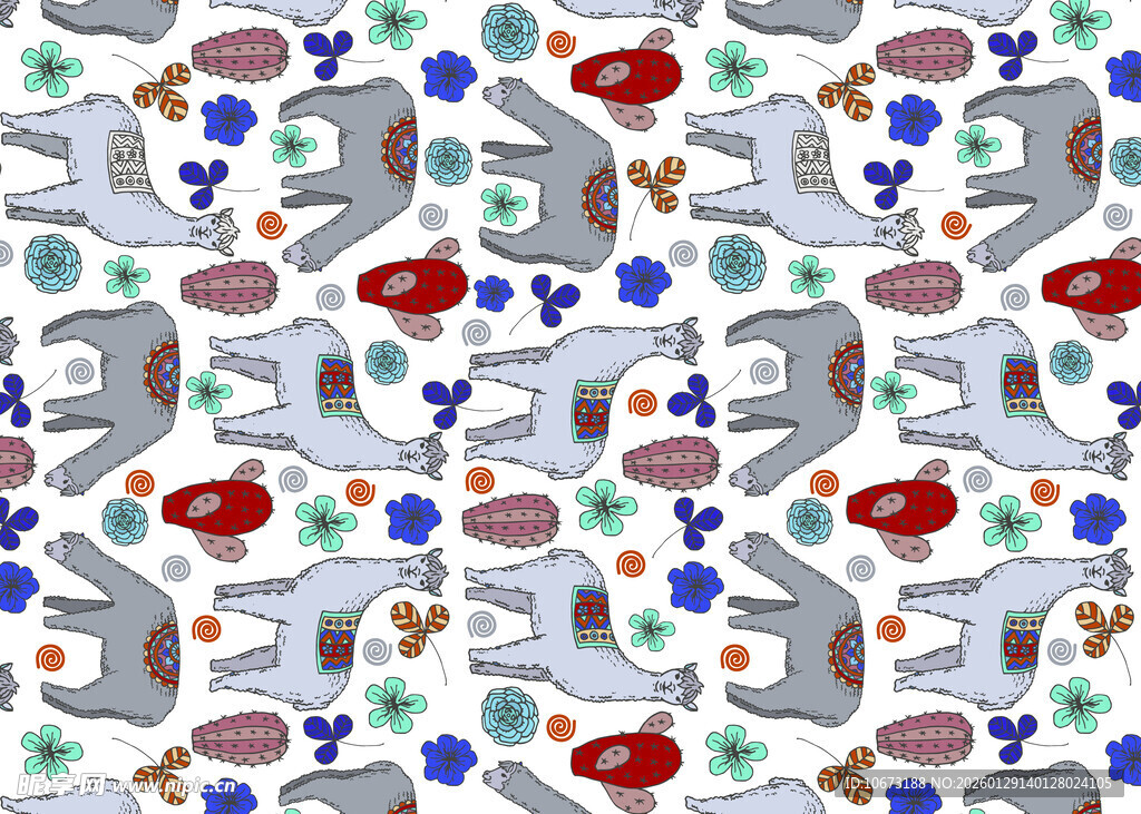 多彩卡通图案背景纹理