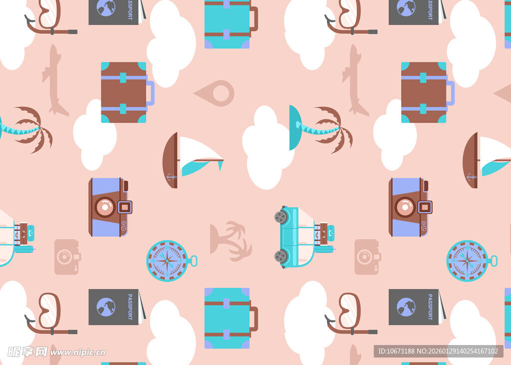 海洋风复古图案背景设计