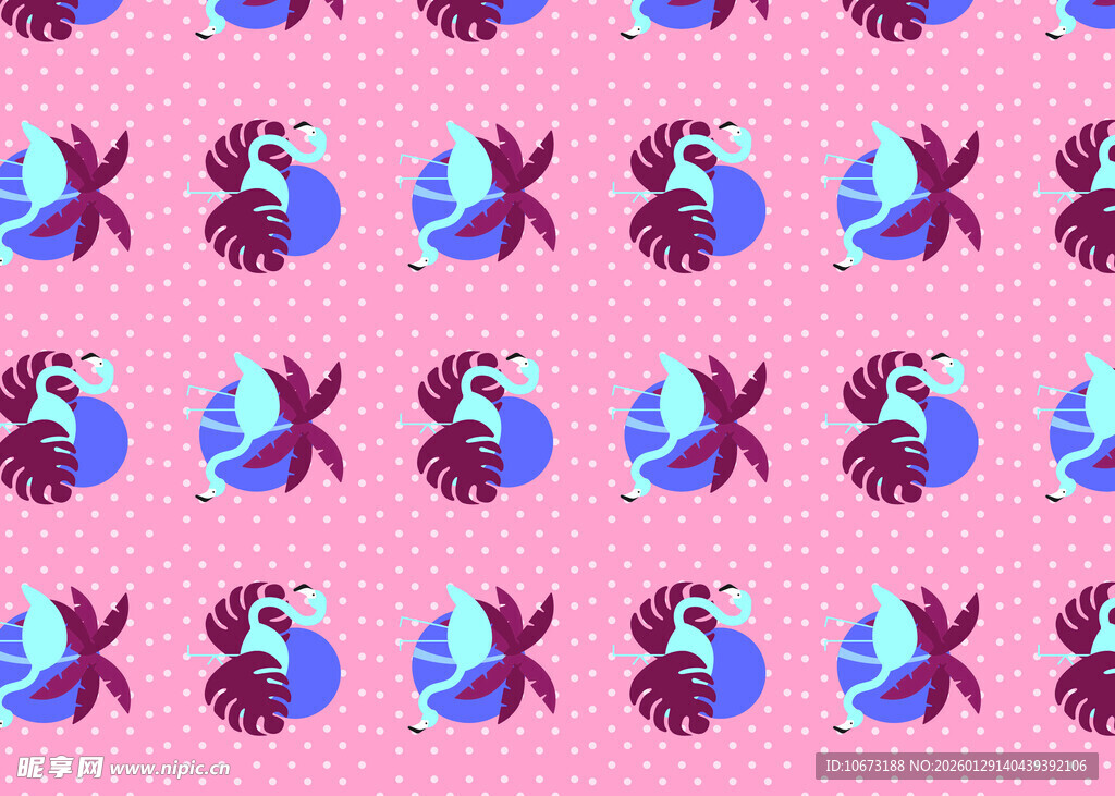 粉色背景多彩花朵图案