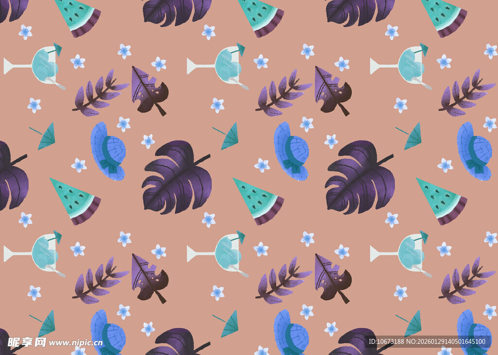 多彩羽毛花卉图案背景