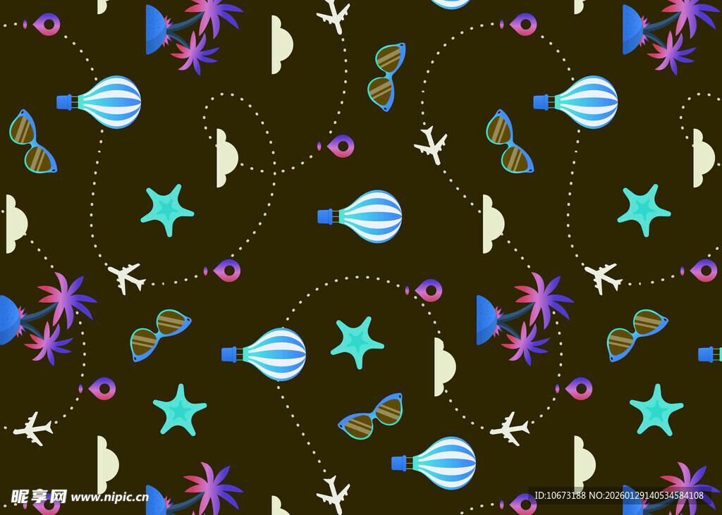 梦幻星空风多彩图案背景