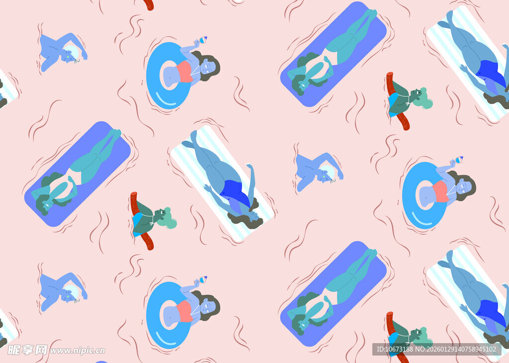 粉色背景旅行元素无缝图案