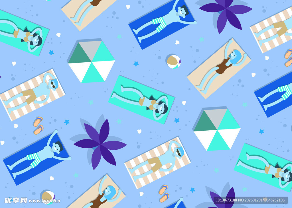 夏日海滩度假元素图案