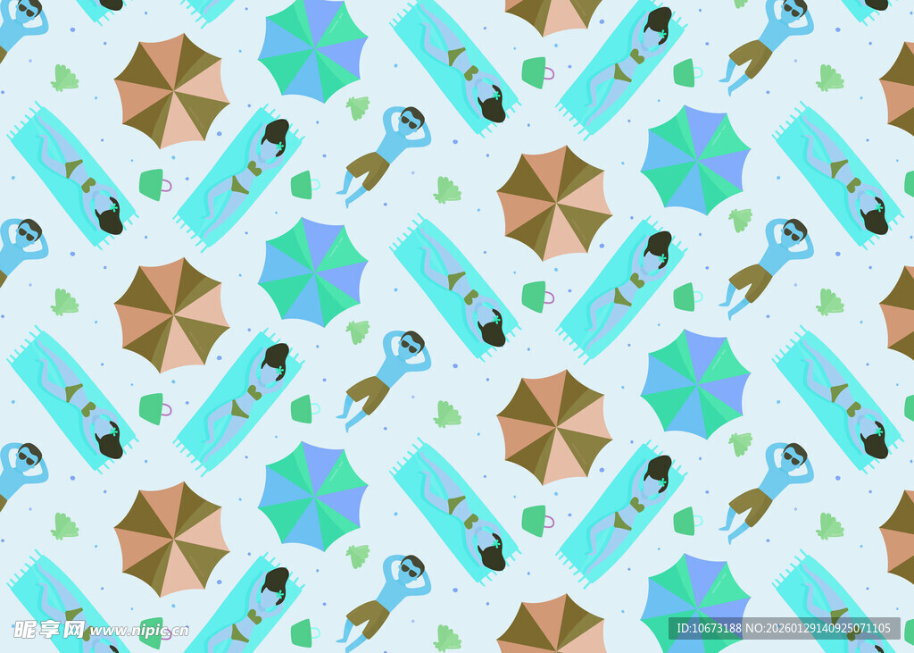 夏日清凉元素无缝图案