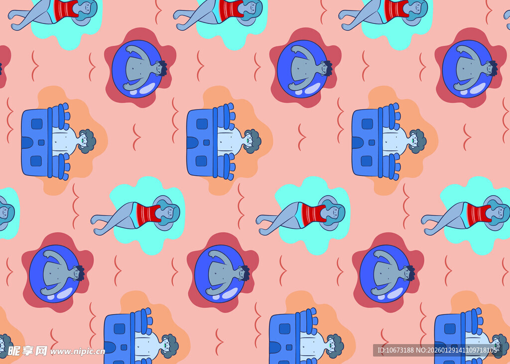 卡通风格多彩图案背景