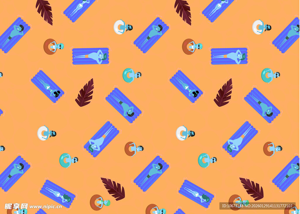 橙色背景的文具图案