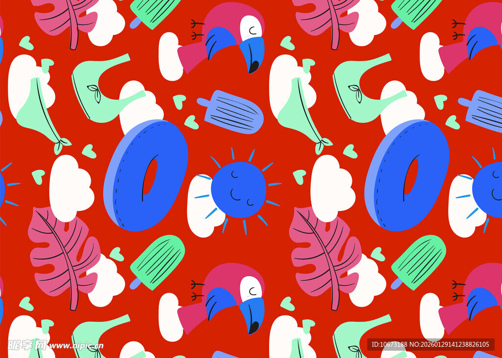 多彩节日元素无缝图案