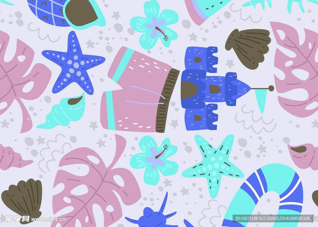 海洋元素卡通图案设计