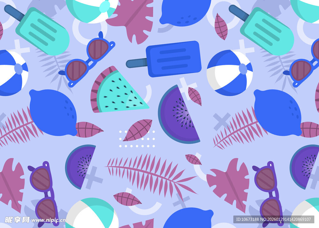 夏日清凉元素无缝图案