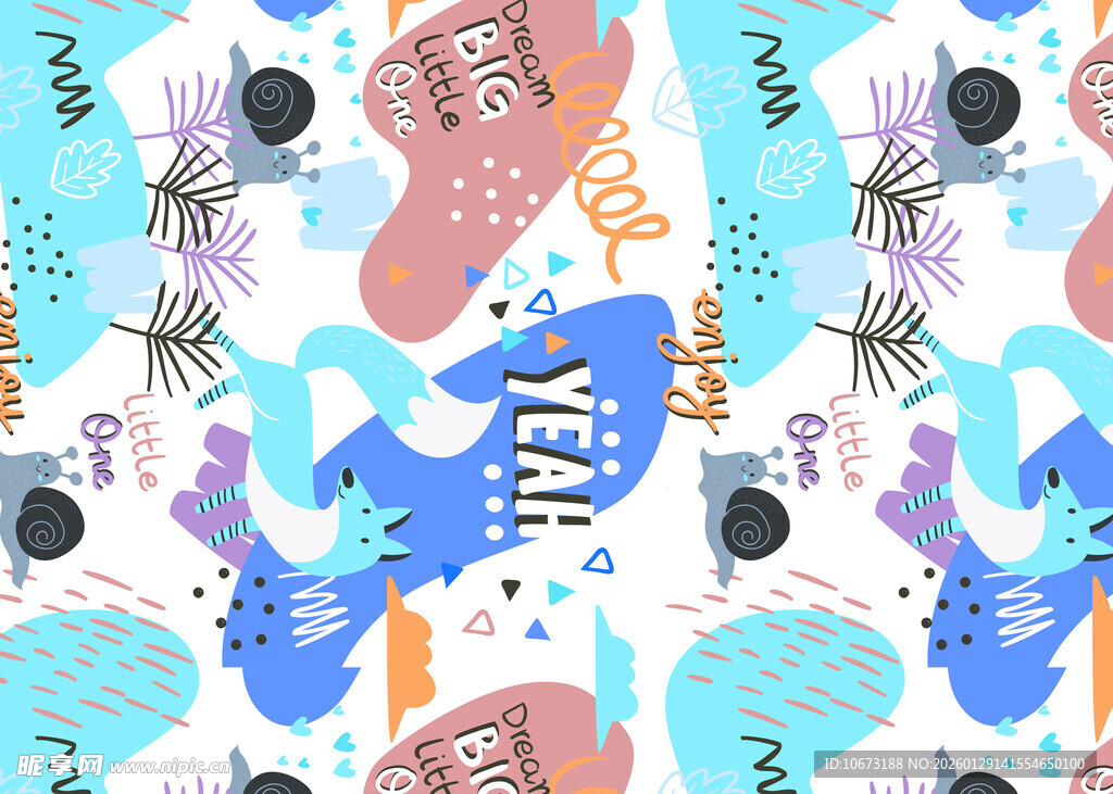 多彩卡通动物图案背景