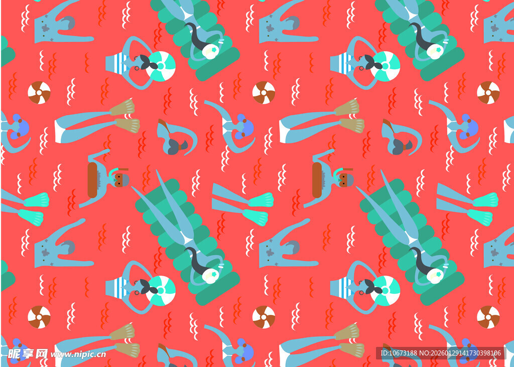 红色背景多彩图案装饰画