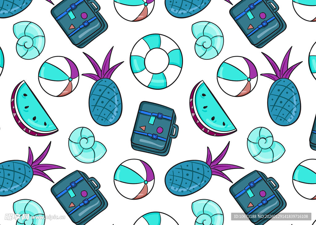 夏日度假元素无缝图案