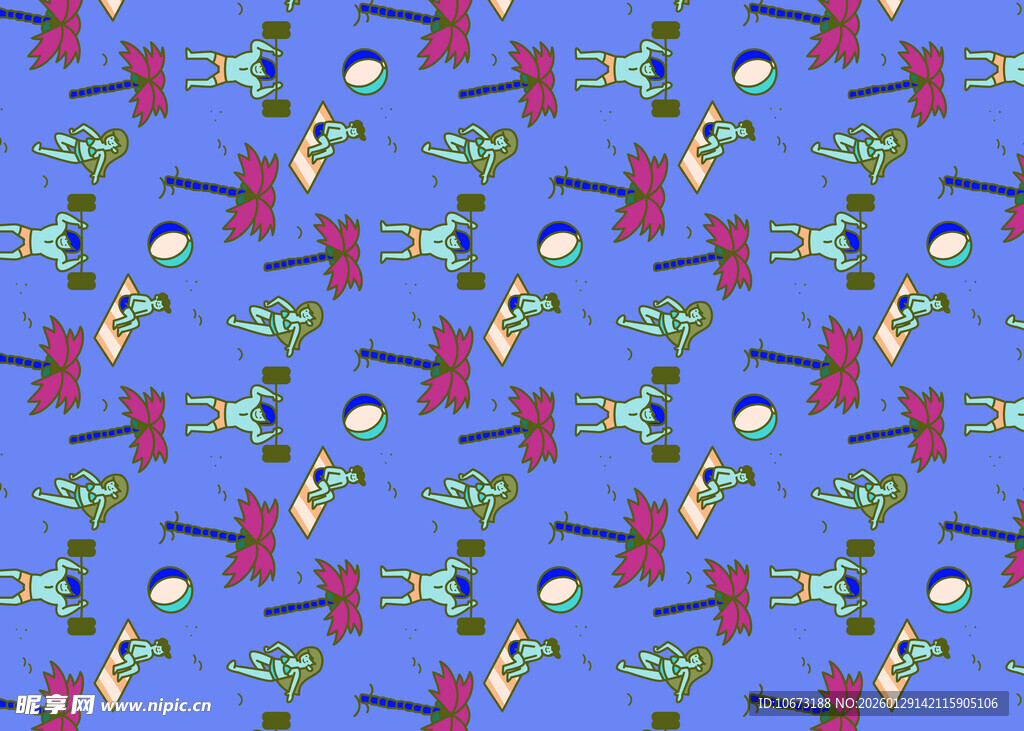 蓝色背景昆虫图案设计