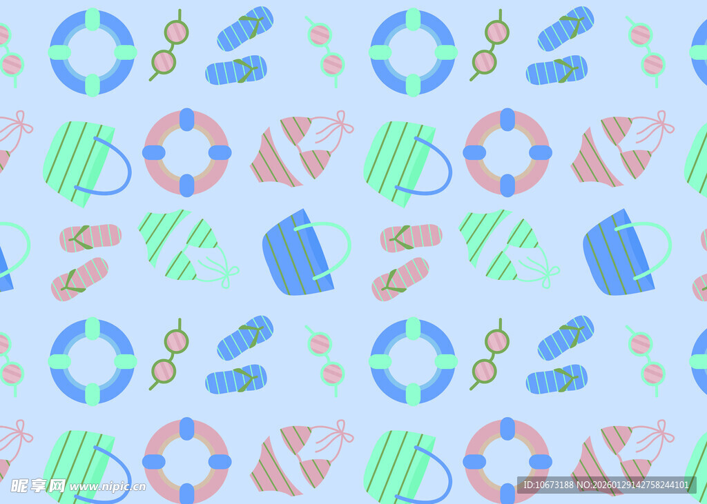 夏日海滩元素图案背景