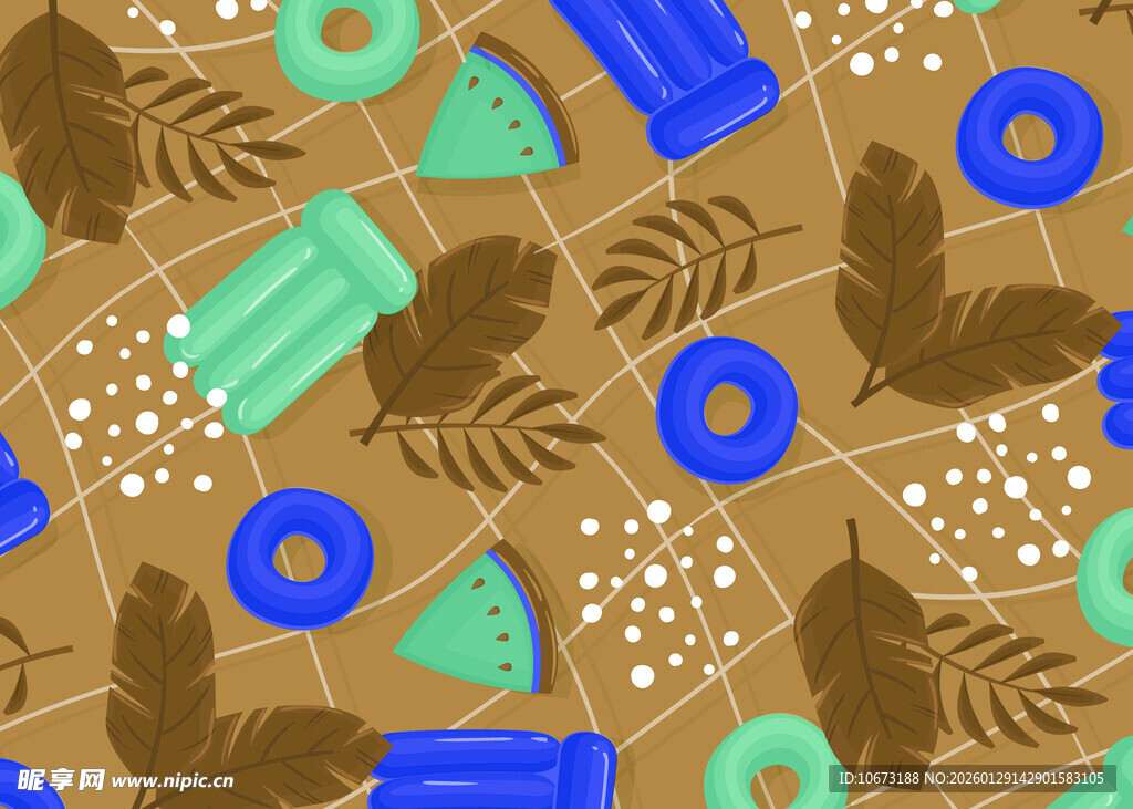 多彩甜甜圈与装饰图案