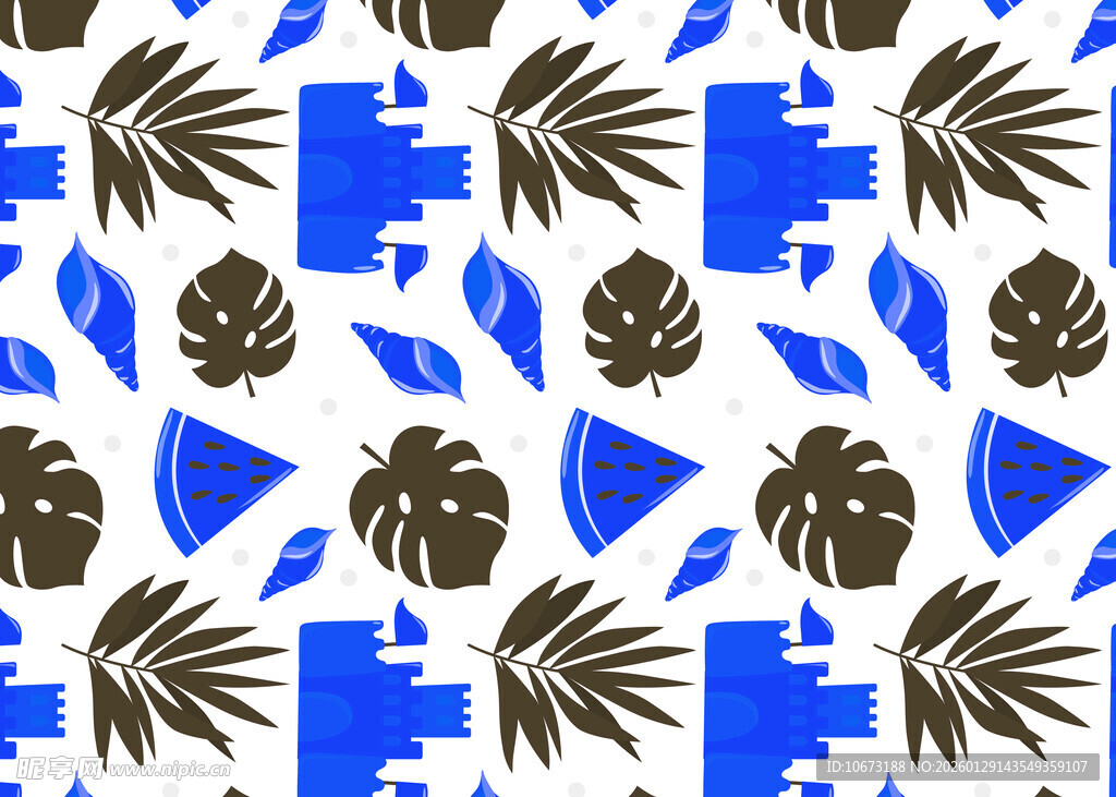 蓝棕植物图案背景纹理