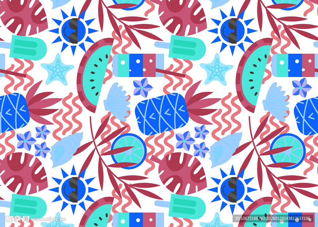 多彩几何花卉图案设计