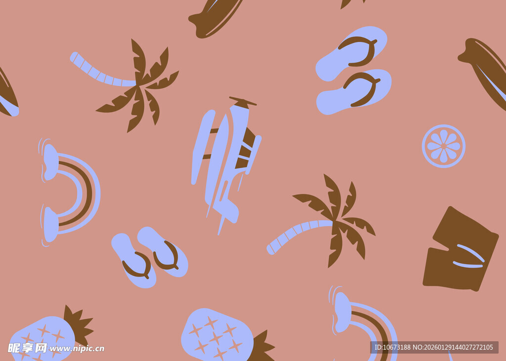 夏日度假元素无缝图案