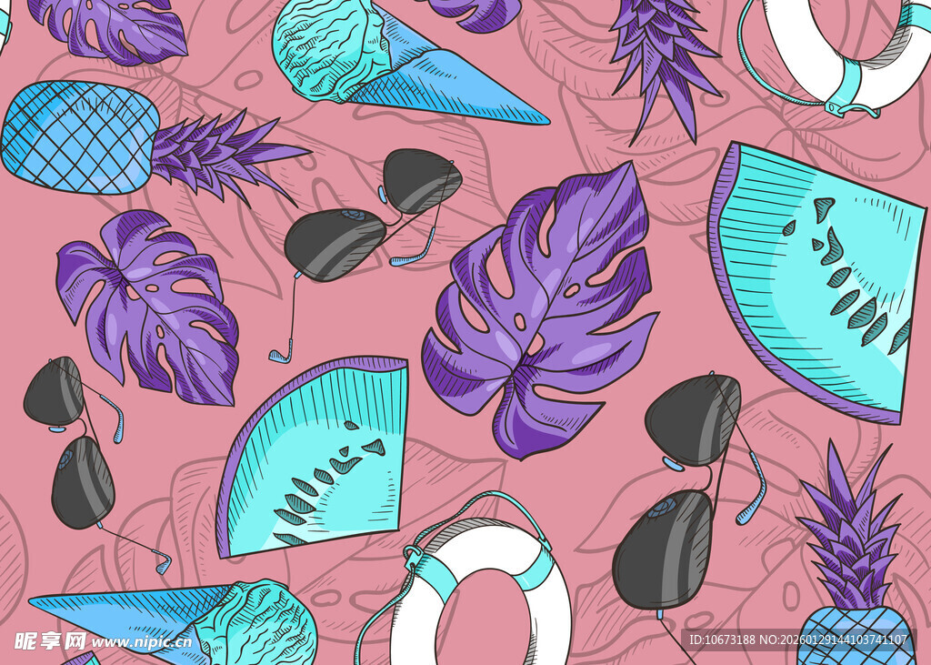 夏日热带风情图案设计