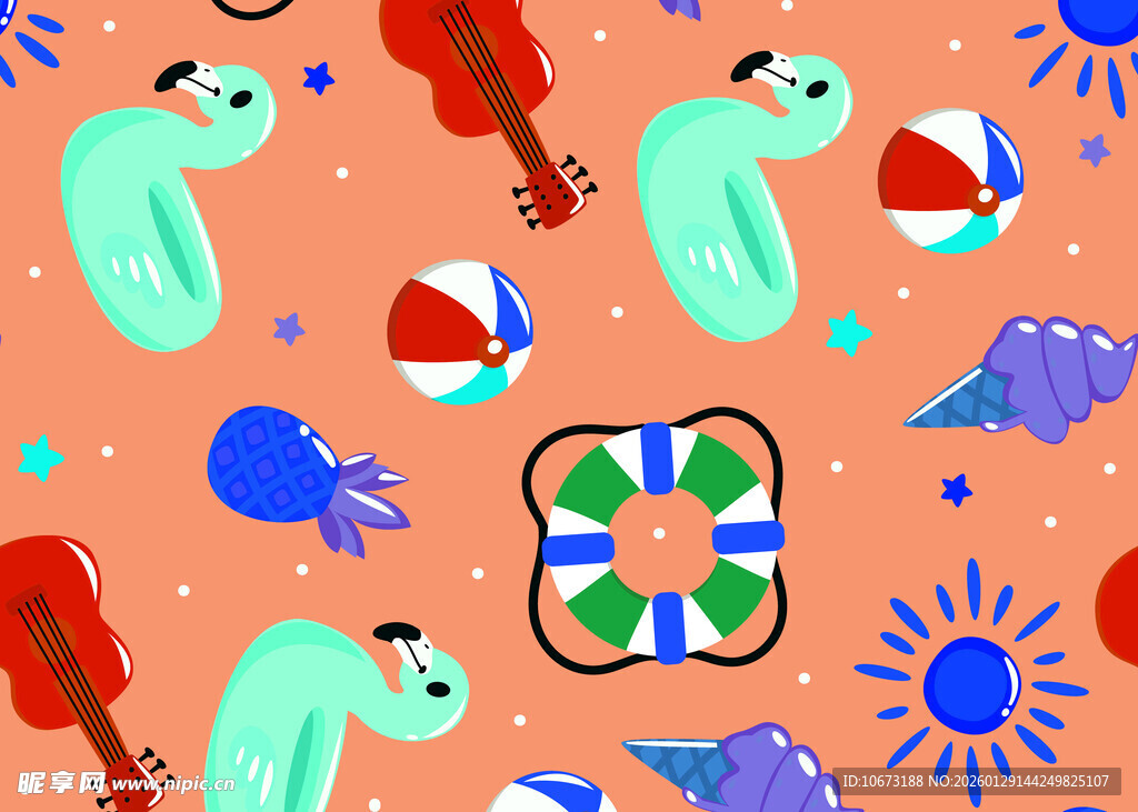 夏日海洋主题卡通图案元素