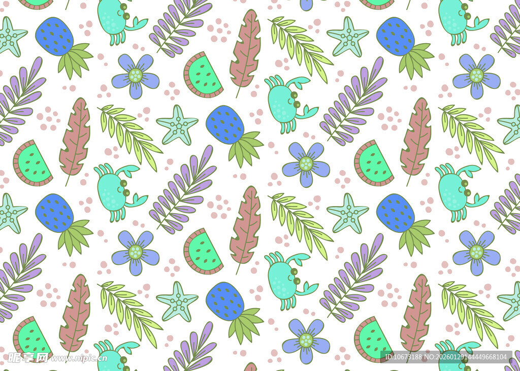 清新植物花卉无缝图案