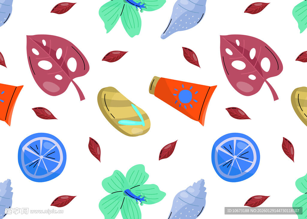 水彩风水果叶子图案背景